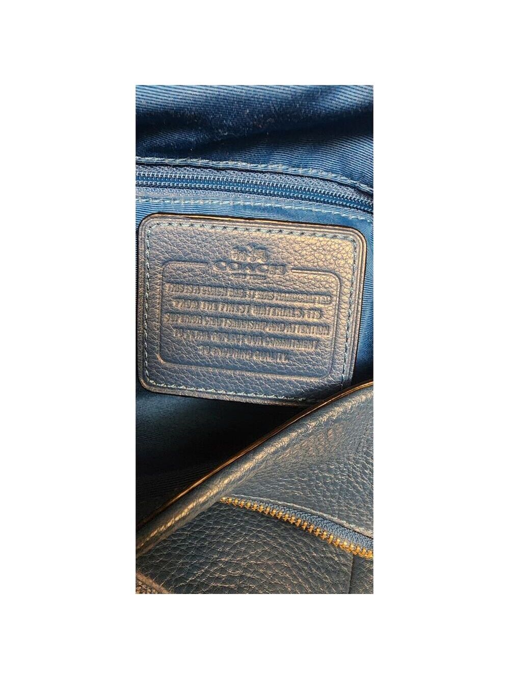 Coach Phoebe F35723 Blue Pebble Leather Shoulder Bag with Gold-Tone Hardware - Picture 9 of 13